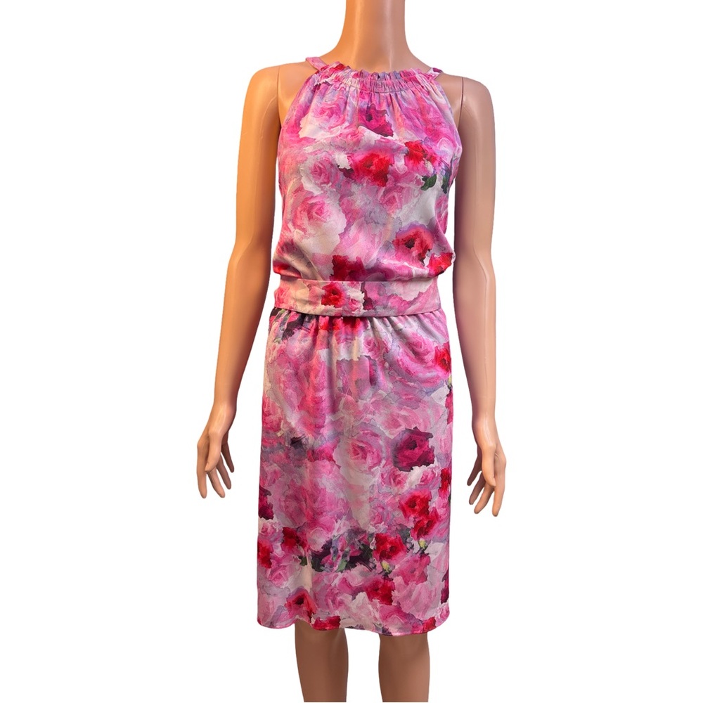 Adrianna Papell Vibrant Pink and Lavender Sleeveless Dress Size 14